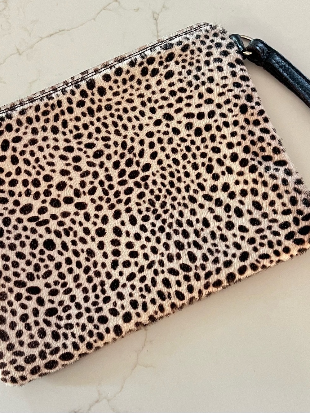 Laurel Dasso Leopard Haircalf Leather Wristlet Clutch Mob Wife Pony Hair